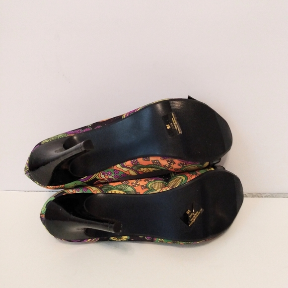 Sarah Jayne Floral Print Fabric Peep Toe 4 1/2" Heels sz 9 M - Picture 12 of 12